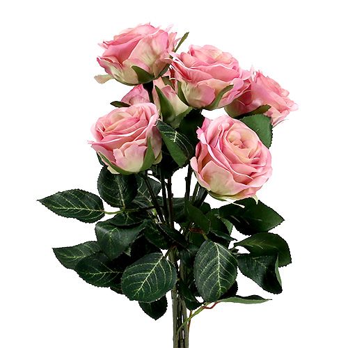 Rose Bauernrose Seidenblume Kunstblume 47 cm 42976-08 lachs pink bordeaux F7 