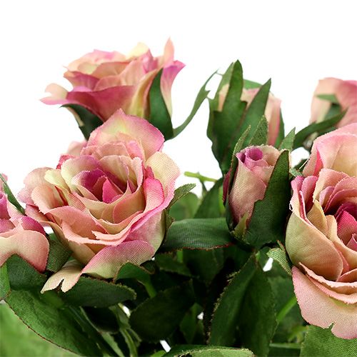 Seidenstoffblumen Rosenstrauß L26cm Altrosa 3St | Floristik24.de