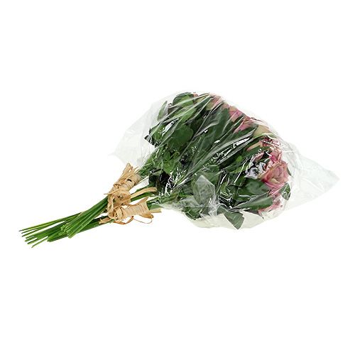 Seidenstoffblumen Rosenstrauß L26cm Altrosa 3St | Floristik24.de