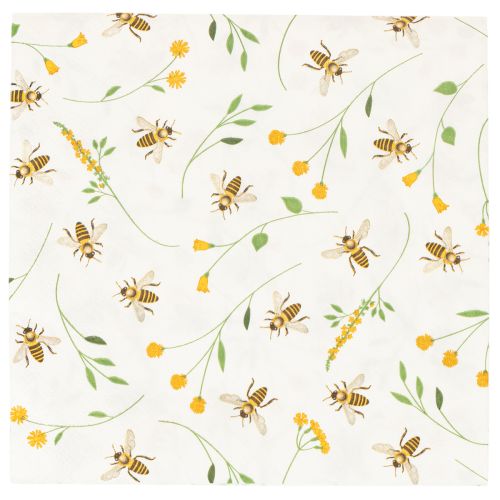 Bienen Servietten mit Blumen Tafelzubehör 33cm 20St