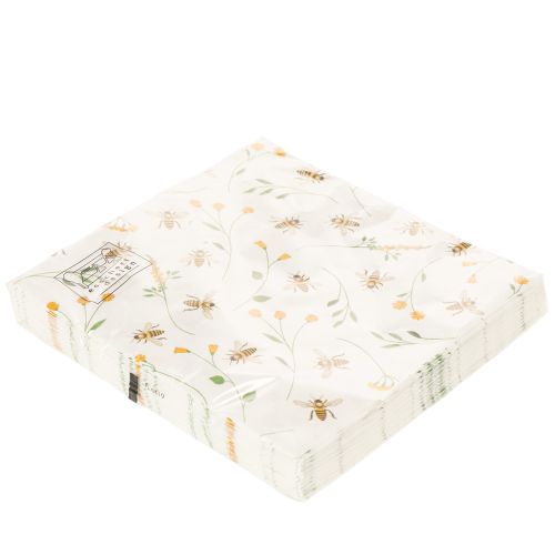 Bienen Servietten mit Blumen Tafelzubehör 33cm 20St | Floristik24.de