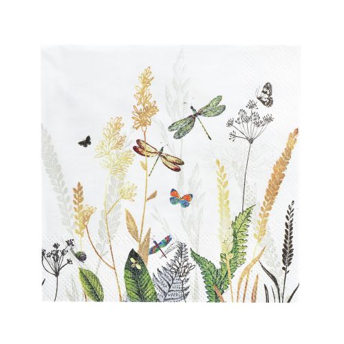 Floristik24 Servietten Sommer Weiß Motiv Wiese Farbig 25x25cm 20 St