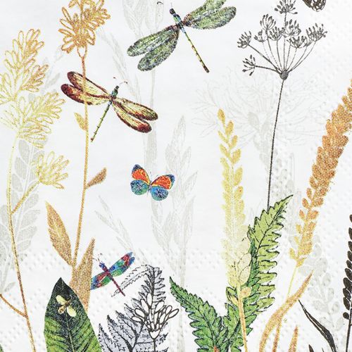Floristik24 Servietten Sommer Weiß Motiv Wiese Farbig 25x25cm 20 St