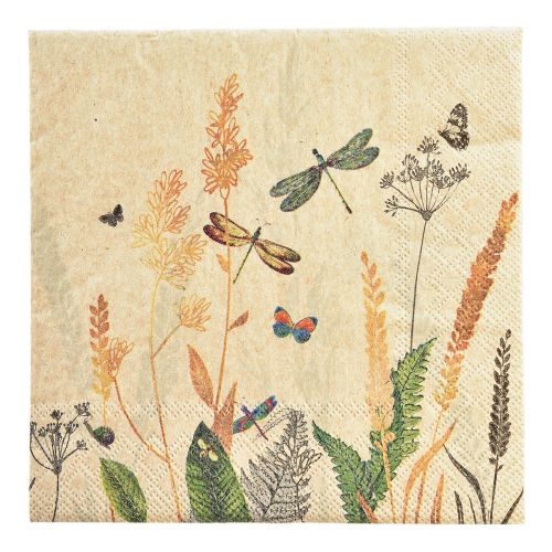 Servietten Sommer Wiese Libellen Blumen 33x33cm 20 St