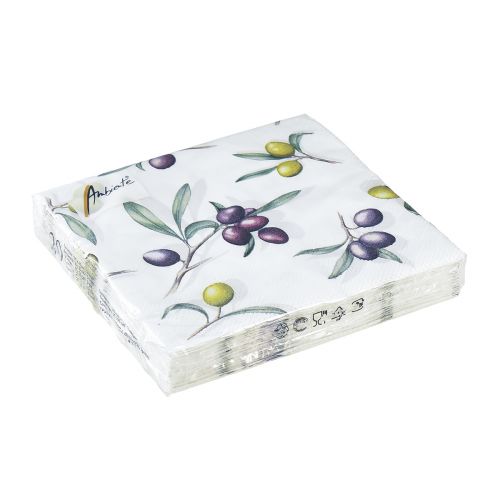 Floristik24 Servietten Tischdeko Sommer Oliven Grün Lila 25x25cm 20 St