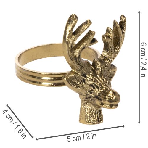 Serviettenring Hirsch-Kopf aus Metall in Gold-Optik 6cm 4St | Floristik24.de