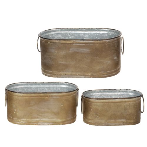 Set Übertopf Metall Wanne Vintage Retro L22,5cm/27cm/31cm | Floristik24.de