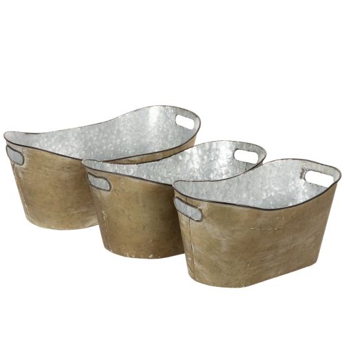 Set Übertopf Wanne Kupferfarben/Weiß L32,5cm/36,5cm/41,5cm kaufen | Floristik24.de