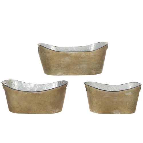 Set Übertopf Wanne Kupferfarben/Weiß L32,5cm/36,5cm/41,5cm | Floristik24.de