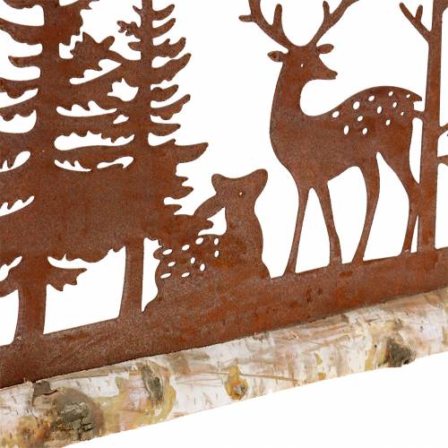 Floristik24 Wald-Silhouette mit Tieren Edelrost am Holzfuß 57cm x 25cm