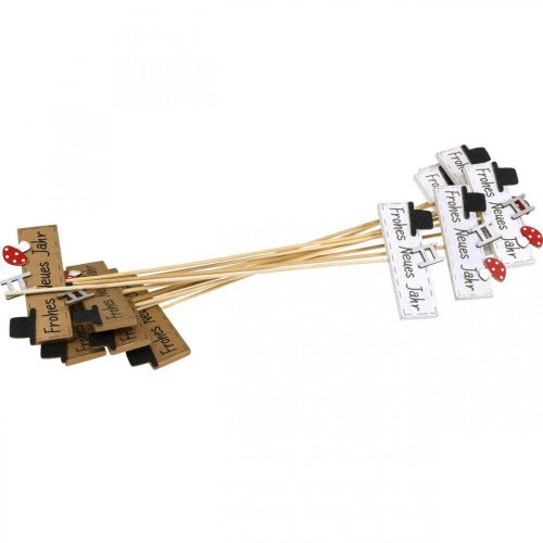 Floristik24 Silvesterdeko Blumenstecker Frohes Neues Jahr 4×7cm 12St