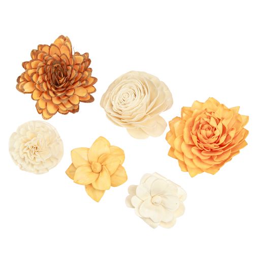 Floristik24 Sola Blumen aus Holz Deko Holzblumen Mix Orange 6-11cm 12-15 St