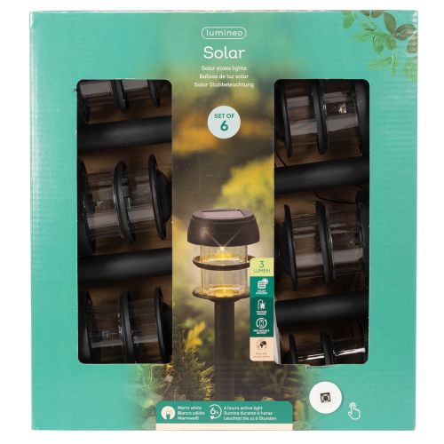 Gartenleuchte Solar Erdspieß Außenlampe für Gartenweg 35cm 6St | Floristik24.de