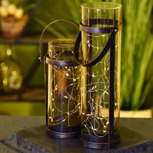 Floristik24 Solarleuchte, Lichtröhre zum Dekorieren, Gartenlaterne LED Warmweiß H25cm