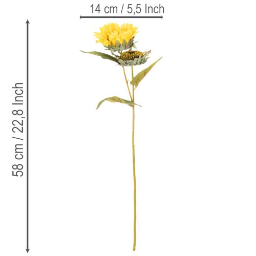 Artikel Sonnenblume künstlich mit realistischen Blättern und Blüten 58cm 3St