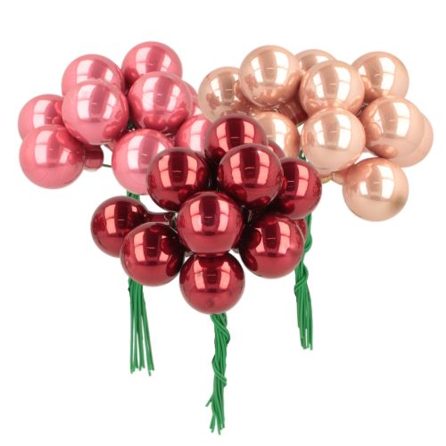 Weihnachtskugeln am Draht Set Mini glänzend Spiegelbeeren 20mm 140St