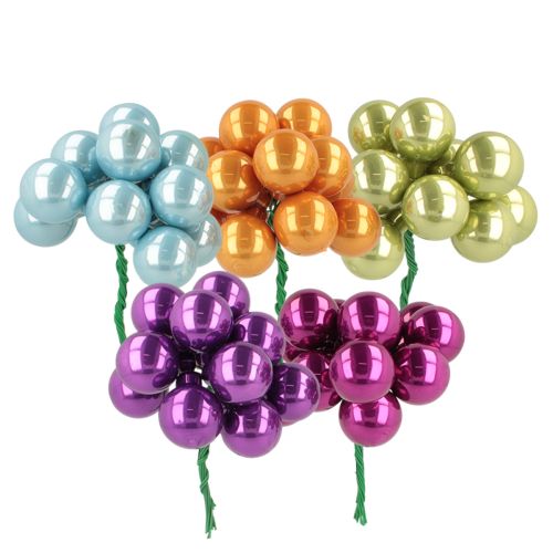 Mini Weihnachtskugeln am Draht Bunte Spiegelbeeren 25mm 140St