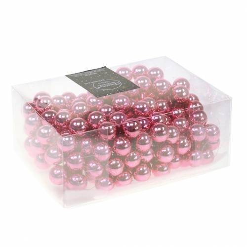 Floristik24 Weihnachtsdeko Spiegelbeeren Glas Pink Ø2cm 144St