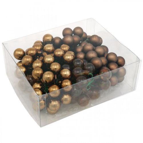 Floristik24 Mini Weihnachtskugeln Braun Glas Spiegelbeeren Ø20mm Mix 140St
