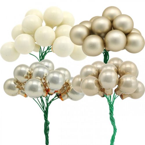 Mini Weihnachtskugel Creme, Beige Spiegelbeeren Ø20mm 140St