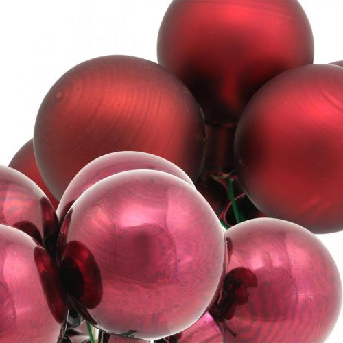 Floristik24 Mini Weihnachtskugel Rot, Pink Glas Spiegelbeeren Ø40mm 32St