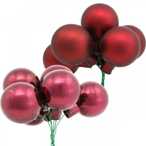 Floristik24 Mini Weihnachtskugel Rot, Pink Glas Spiegelbeeren Ø40mm 32St