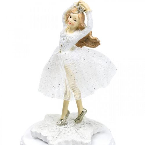 Floristik24 Spieluhr Ballerina Weiß Winterdeko Ø10,5cm H18,5cm