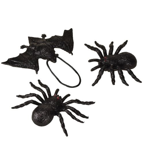 Artikel Spinne, Fledermaus Figuren Schwarz 10cm, 14cm 3 St