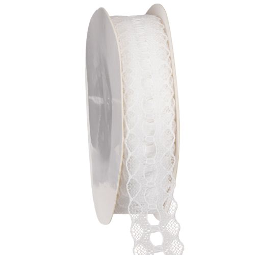 Zierband mit Spitze Baumwolle Feine Bordüre auf Rolle 25mm 10m
