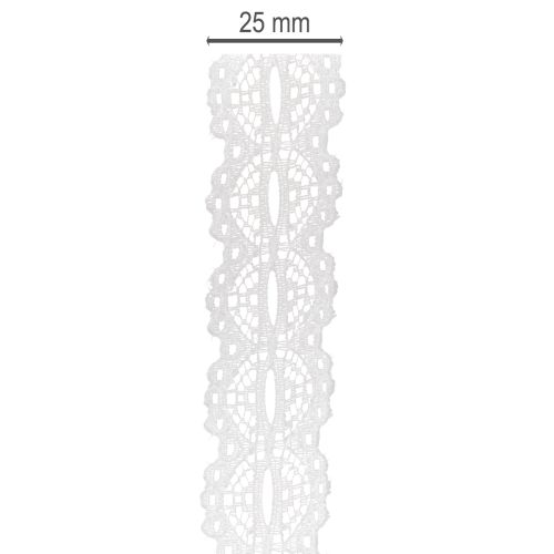 Zierband Baumwolle Spitzenmuster auf Rolle für DIY und Deko 25mm 10m | Floristik24.de