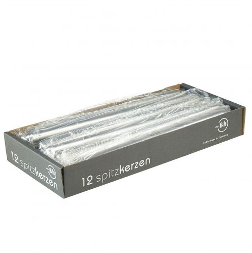 Floristik24 Spitzkerzen Silber 250/23 12St