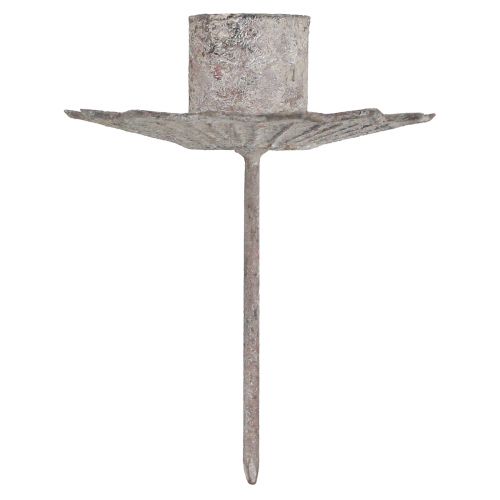 Floristik24 Spitzkerzenhalter zum Stecken Antik Grau 7×8,5cm 4St