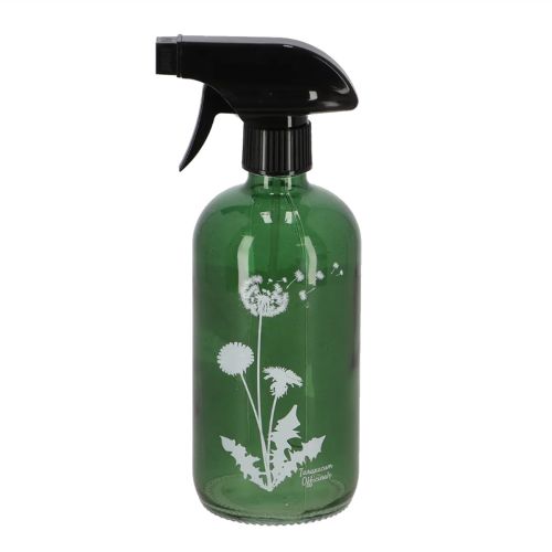 Grüne Glassprühflasche mit floralem Pflanzendruck 21cm | Floristik24.de