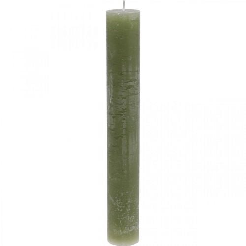 Durchgefärbte Kerzen Olivgrün Stabkerzen 34×240mm 4St
