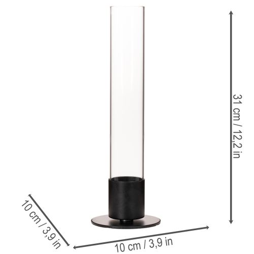 Stabkerzenhalter mit Glaszylinder Schlicht und zeitlos 31cm | Floristik24.de