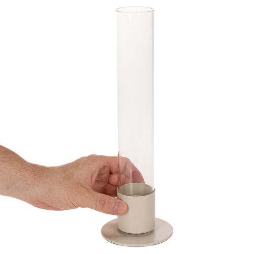 Stabkerzenhalter modern mit Glaszylinder und Sockel 31cm | Floristik24.de