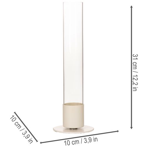 Stabkerzenhalter modern mit Glaszylinder und Sockel 31cm | Floristik24.de