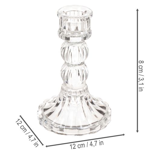 Kerzenhalter transparent Design klassisch Tischdekoration 12cm 2St | Floristik24.de