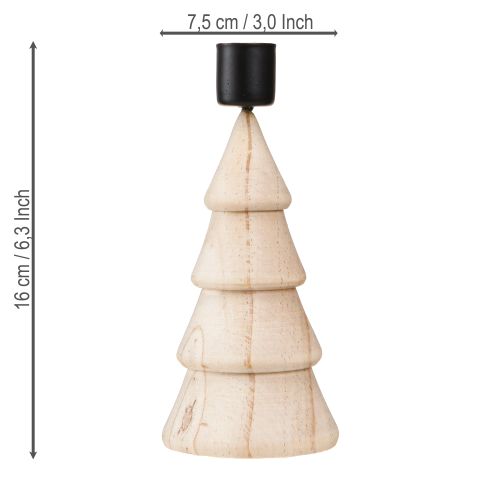 Artikel Stabkerzenhalter Holz Deko Tannenbaum Natur H16cm 2 St