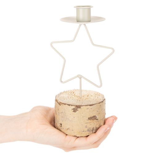 Kerzenhalter Stern mit Holzsockel für Kerze 20cm | Floristik24.de