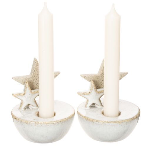 Kerzenhalter Sterne aus Keramik Weihnachtsdeko 11cm 2St | Floristik24.de