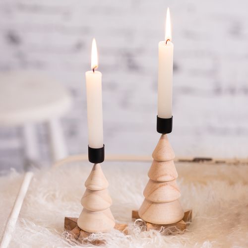 Stabkerzenhalter Tannenbaum Deko Holz Natur H13cm 4 St