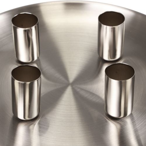 Floristik24 Stabkerzenhalter Silber Ø2,5cm Kerzenteller Metall Ø23cm