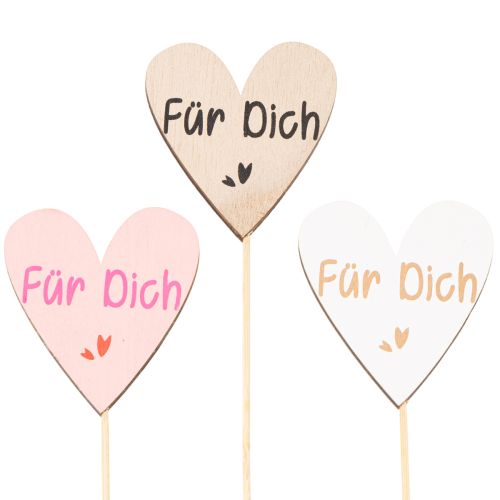 Herzstecker Für Dich Dekoration Holz mit Schriftzug 31cm 12 Stück
