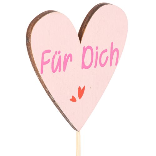 Herzstecker Für Dich Dekoration Holz mit Schriftzug 31cm 12 Stück | Floristik24.de