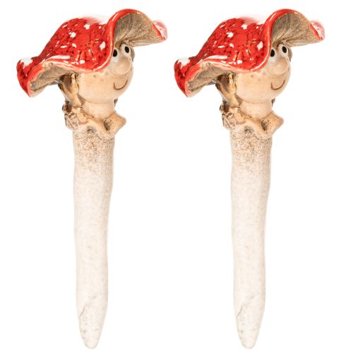 Pilz Stecker Dekofigur Fliegenpilz mit Gesicht 13cm 2St