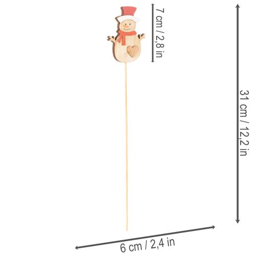 Holzstecker Schneemann für Blumendeko Weihnachten 31cm 12St | Floristik24.de