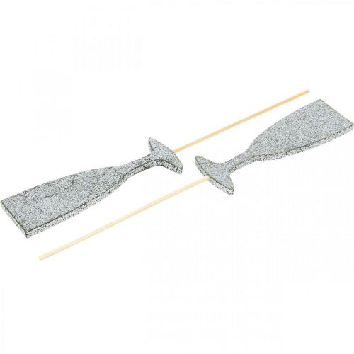 Artikel Silvesterdeko Sektglas Silbern Blumenstecker 9cm 18 St