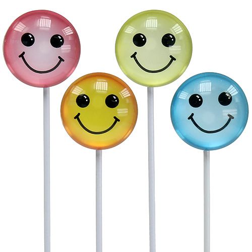 Deko Emoticon&reg;am Stab bunt sortiert 3,5cm 8St