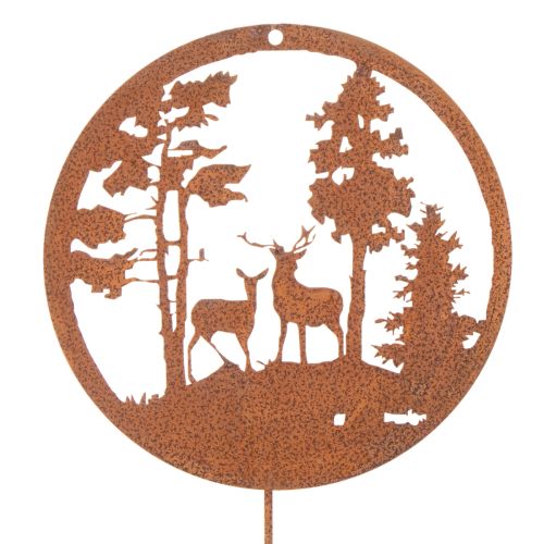 Gartenstecker Rost Rund Hirsch Silhouette Wald Dekoration 53cm 2St | Floristik24.de